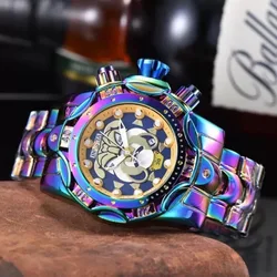INVICTA Reloj de pulsera clásico con correa de acero inoxidable para hombre y mujer, cronógrafo de cuarzo con diseño de cachorro, a la moda