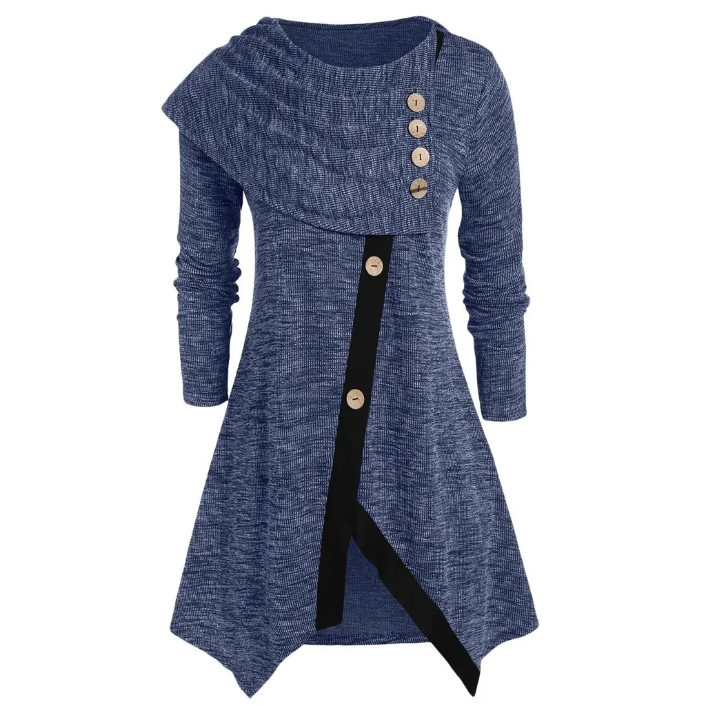 Модная Асимметричная блузка размера плюс 5XL, Повседневная зимняя Женская туника с круглым вырезом, женская рубашка с длинным рукавом, блузка, пуловер