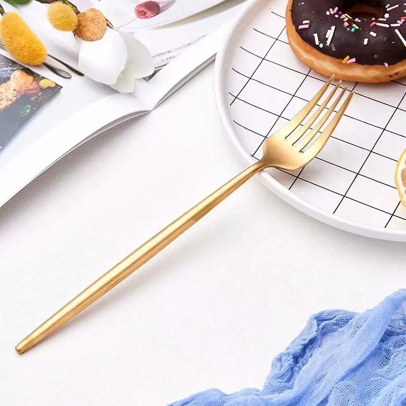 Spklifey Stainless Steel 24 Pcs Steak Knife Fork Party Cutlery Set Gold Cutlery Kinfe Forks Set Kitchen Silverware Drop Shipping