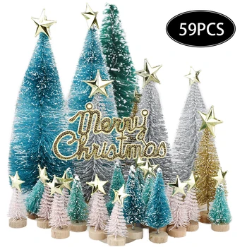 

Sisal Fiber Mini Christmas Tree Snow Frost Small Pine Tree DIY Craft Desktop Decoration Christmas Ornaments
