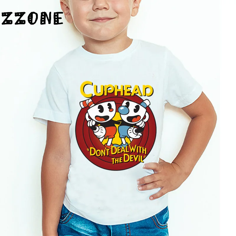 Cuphead infantil Cartoon Print T-shirt engraçada, tops