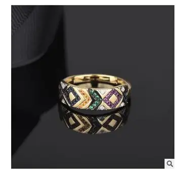 

Colorful ring geometric stripe retro ring index finger ring crescent women ring