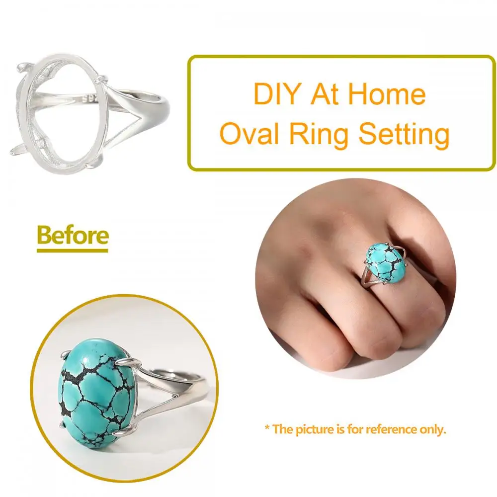 Solid Sterling Silver Prong Bezel Ring Blank fit 3X5/4X6/7X9/8X10