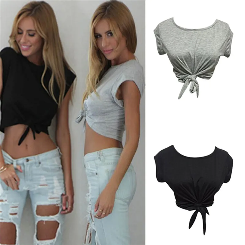 Women Front Knotted Tie Casual Tanks 