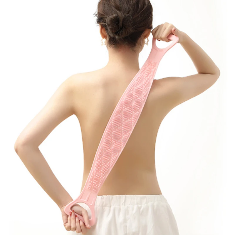 

Silicone Bath Towel Soft Back Strip Double-sided Bath Brush Exfoliating Massage For Shower Body Cleaning Bathroom Shower Strap