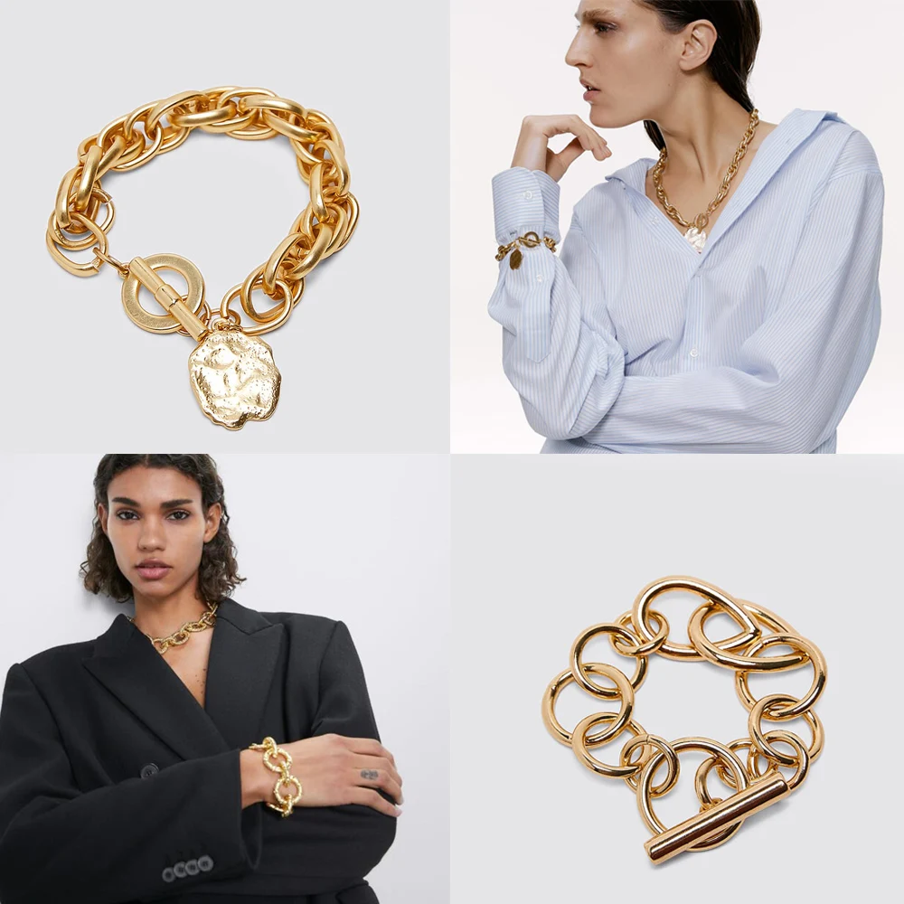 ZA панк браслет ручной работы массивные браслеты для женщин модные новые трендовые ювелирные изделия рождественские подарки браслеты с Шармами