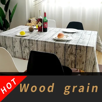 

Retro Cotton Linen Decorative Tablecloth Wood Grain Tablecloth Striped Burlap Sheets Towel Kitchen Cafe Table Home Decoration
