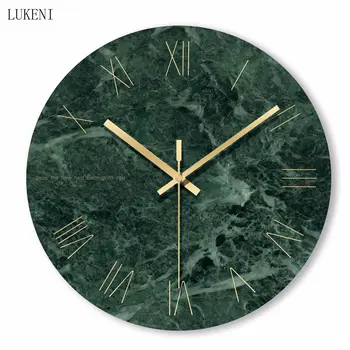 

Green marbling Tempered glass wall clock wall decor home decor