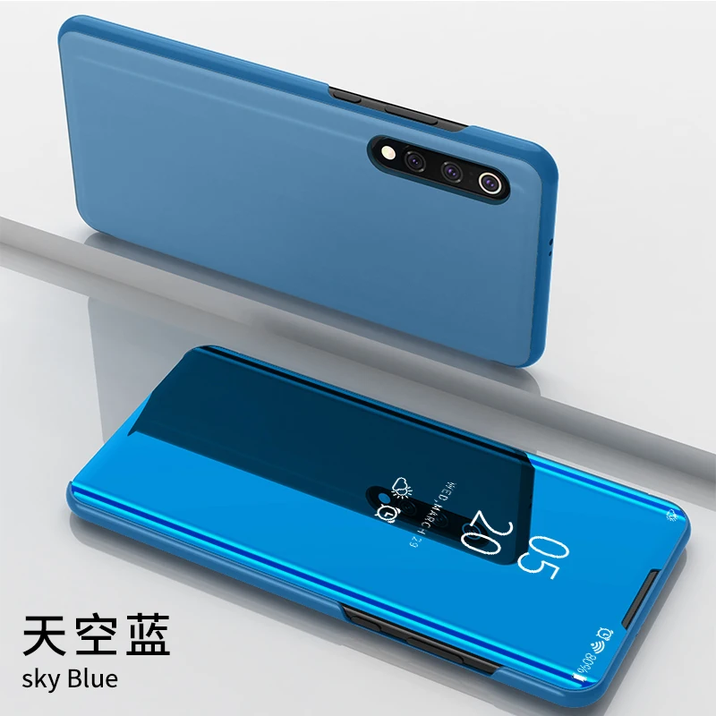 Синий Флип-чехол с зеркалом для Xiaomi mi 9 Lite mi 8 SE 9T CC9e защитный чехол для телефона книжный Жесткий Чехол для Xiaomi mi A1 A2 A3 Lite чехол - Цвет: Синий