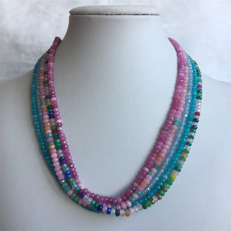 Collar Facetado De Piedra Natural, Gargantilla Multicolor, Rubí Claro,  3*4mm 40 + 5cm, Cuentas De Color Azul Natural Rabinbow - Collares -  AliExpress