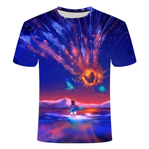 Летняя футболка, футболки с 3D принтом, футболка с естественным ночным видением, короткий рукав, мужская и женская Повседневная 3d футболка - Цвет: TX066