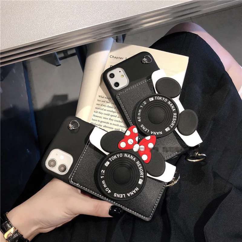 

For Apple 12 mini pro max Iphone11 x xr mobile phone shell cartoon card bag diagonal rope sleeve The new model is suitable