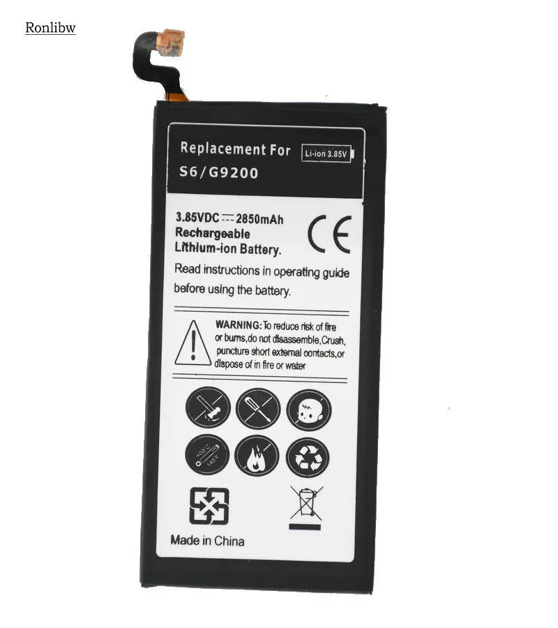 Ronlibw 5 шт. 2850 мА/ч, EB-BG920ABE Замена Батарея для Samsung Galaxy S6 G9200 G920f G920i G920A G925S G920K G920L G920S
