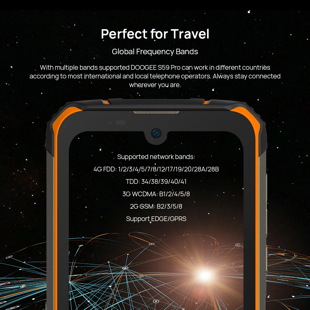 World Premiere Pre-Sale 10050mAh Super Battery DOOGEE S59 Pro IP68/IP69K 4+128GB NFC Rugged Smartphone 2W Loud Volume Speaker