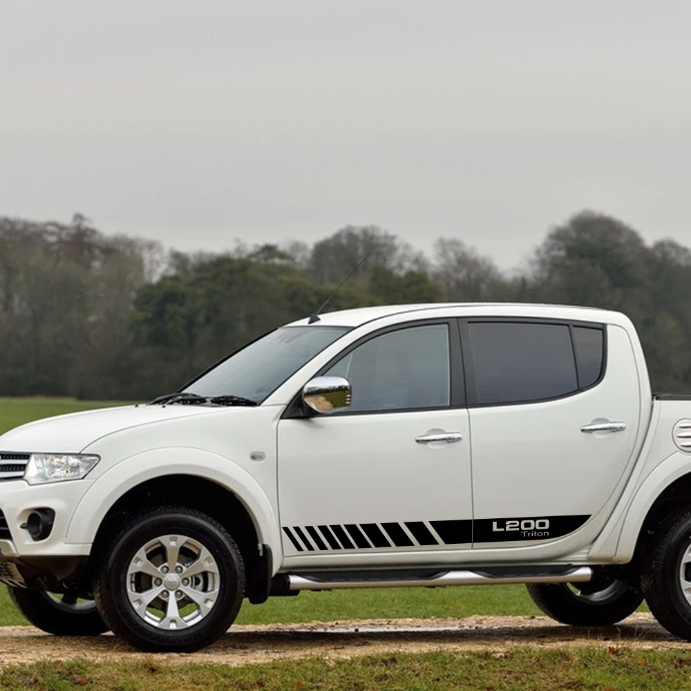 2 шт. автомобильные длинные боковые полосы наклейки для Mitsubishi L200 Triton авто Спорт DIY виниловая пленка наклейки для стайлинга автомобиля аксессуары для тюнинга