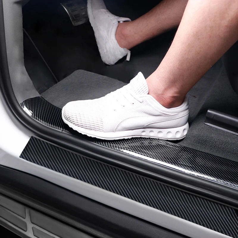 

Car Door Protector Carbon Fiber Rubber Car Stickers 5D Scratch Proof Auto Door Sill Protection Goods Moulding Strip Car Styling