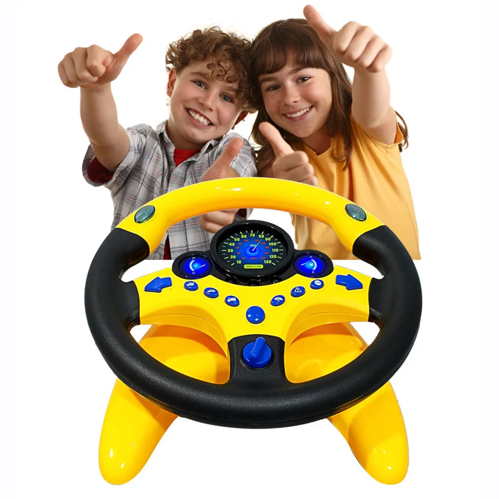 New Kid Copilot Simulated Steering Wheel Racing Driver Toy Educational Sounding Car Ornament Funny Toys Car Accessories
