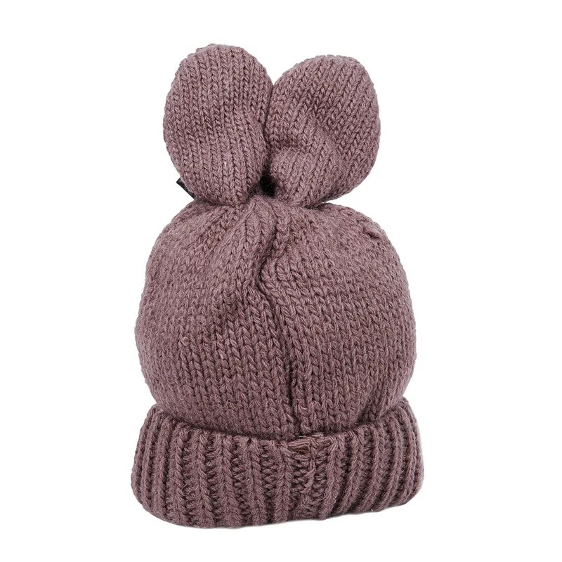 Милые зимние детские шапки с заячьими ушками, вязаные шапки Skullies Beanies
