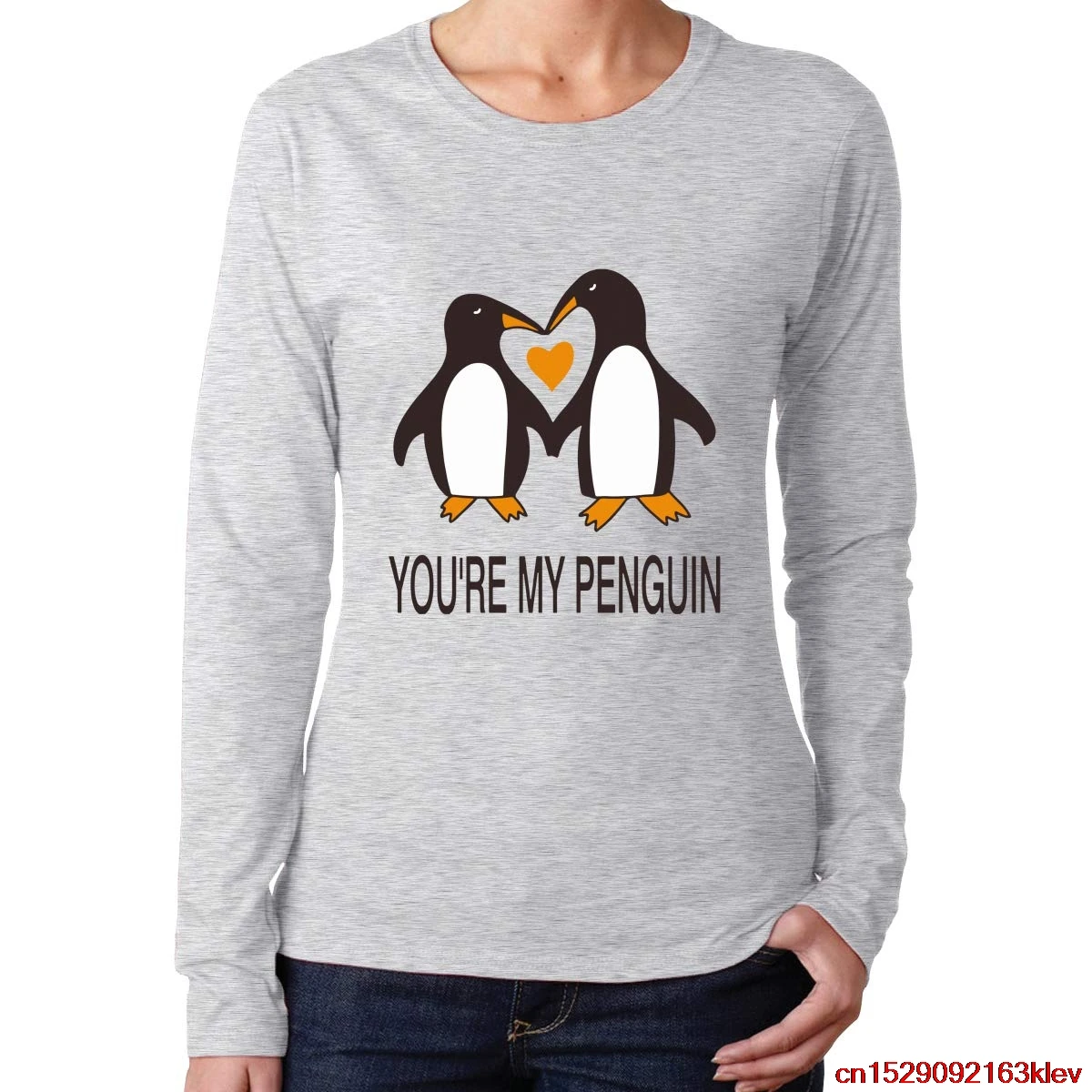 LLiYingFGHFG D You're My Penguin Женские повседневные рубашки с длинным рукавом и круглым