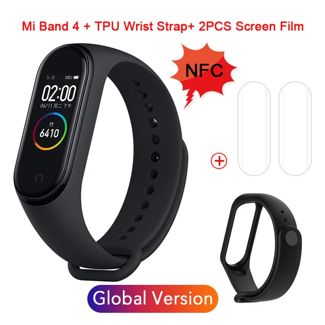 NFC Global 6 Xiaomi mi-браслет 4 NFC Smartband пульсометр мониторинг сна Спорт mi Band 4 Водонепроницаемый Bluetooth Сенсорный экран Смарт-браслет - Цвет: NFC Global 6