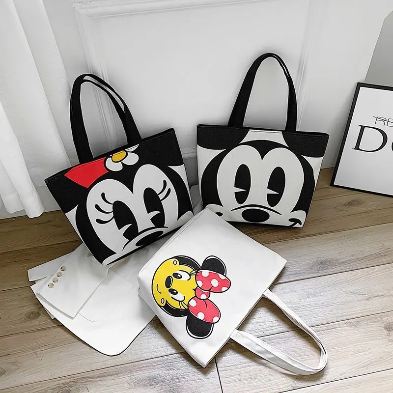 Холщовая Сумка Disney с Микки Маусом женская сумка для покупок на плечо Минни