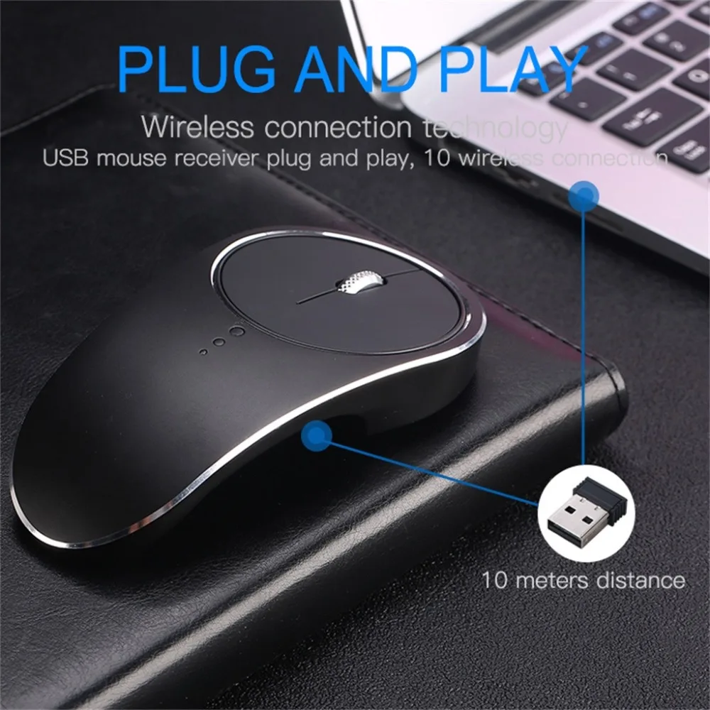 2,4 ГГц Беспроводная оптическая USB игровая мышь 1600 dpi перезаряжаемая Бесшумная мышь для ПК ноутбука эргономичный дизайн, высокая точность 1012