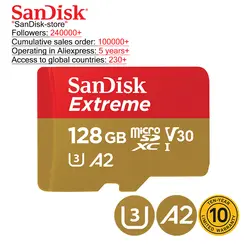 Оригинальная карта памяти SanDisk TF Micro SD U3 для чтения смартфона планшета поддерживает запись видео 4K 32 Гб 64 Гб 128 ГБ 256 ГБ