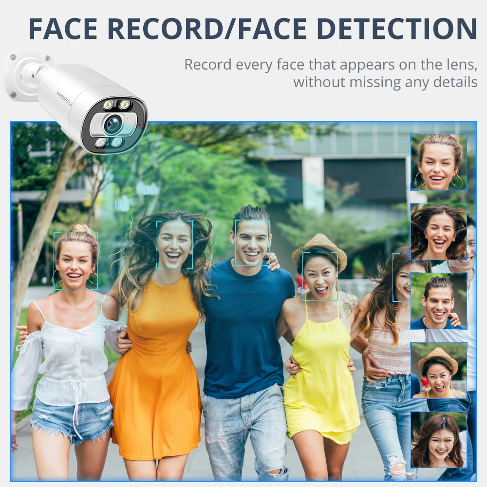 Misecu Ultra HD 4K Security Camera System 8CH NVR POE AI Camera 5MP 8MP Face Detect Outdoor Color Night Video Surveillance Set
