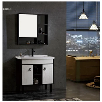

black and white color antique with light mirror Modern design bathroom cabinet