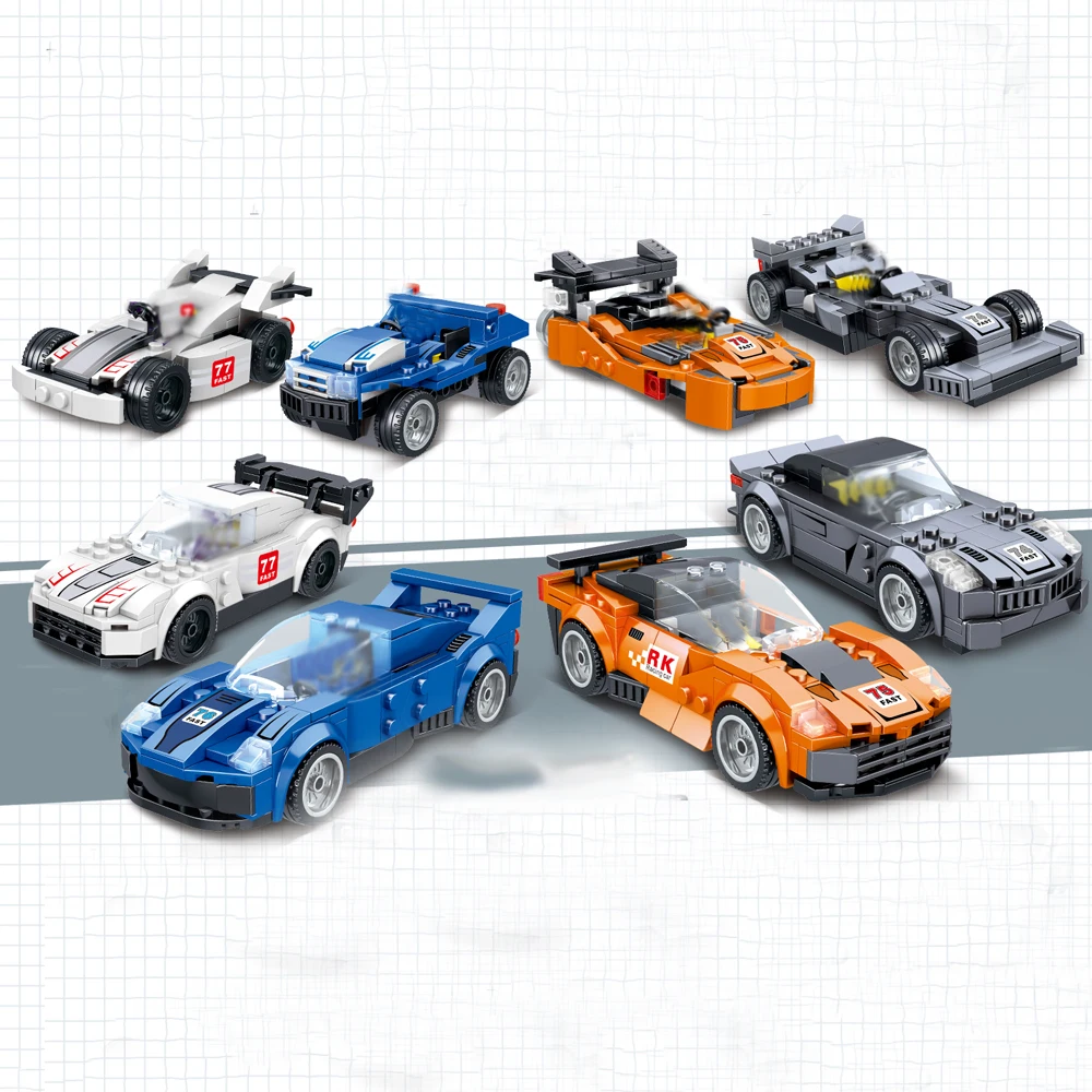 

4Pcs City Creator Technic Super Racers Speed Champions Supercar Racing Car Model Building Blocks Bricks Education Kids Toys Gift