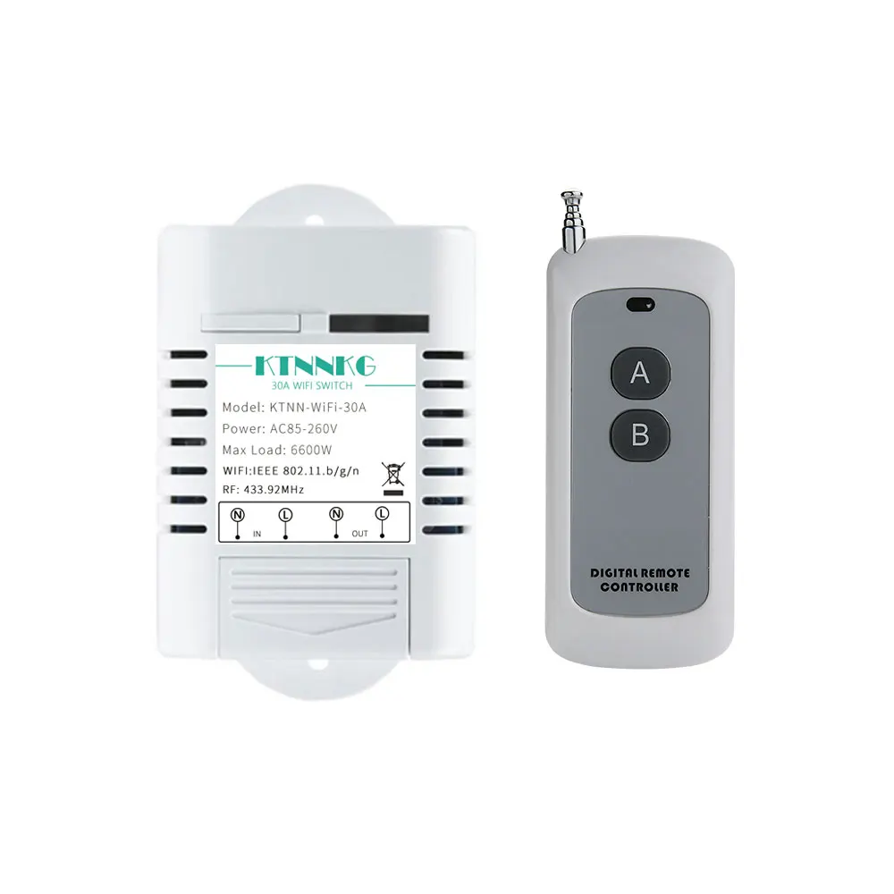 

433Mhz 110V-220V 30A Water Heater WIFI Switch Wireless Smart Light Switch 1CH Remote Relay Receiver eWeLink APP Control with RF