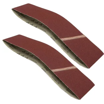 

2pcs Sanding Belts Set Reddish Brown Aluminium Oxide Sander Pad Polishing