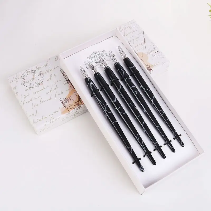 

5Pcs/Set Acrylic Dip Pen Gift Box Ceramic Pottery Tools Flat Cartoon Tip Painting Supplies Polymer Clay Art Appliance