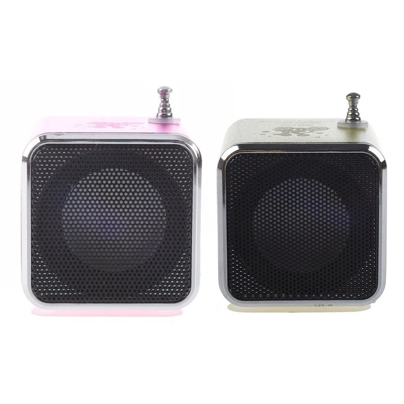 2Pc TD-V26 портативный мини цифровой динамик с Micro-SD/TF/USB/FM(розовый и зеленый