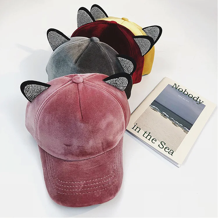 Lovely Hat Girl Cat Ear Baseball Cap Sweet Autumn Winter Hat for Women