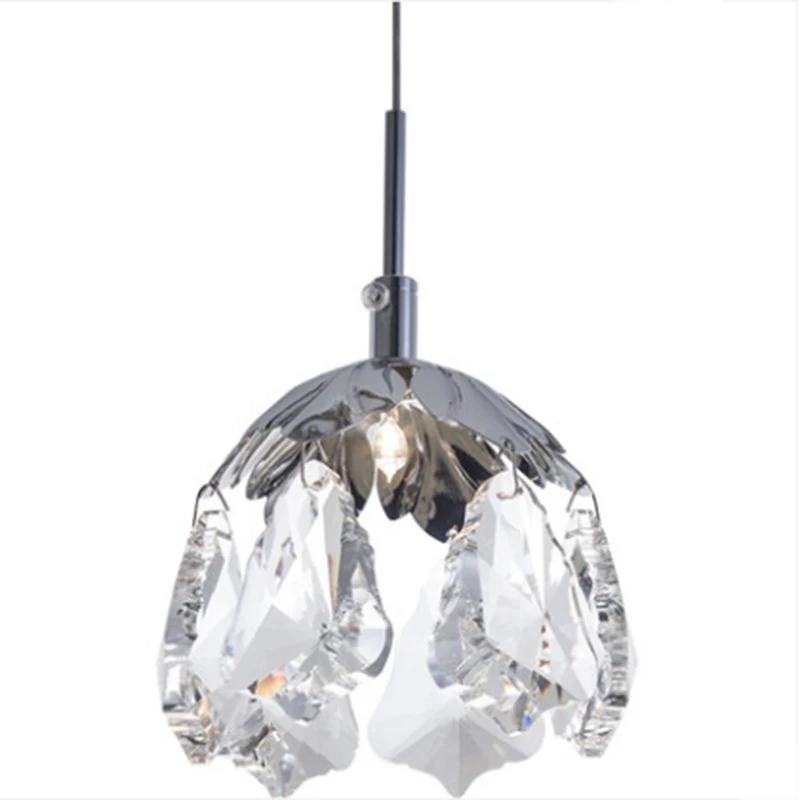 

Modern minimalist maple leaf K9 crystal design single head pendant lamp LED G4 lighting for bedroom plating stainless steel lamp