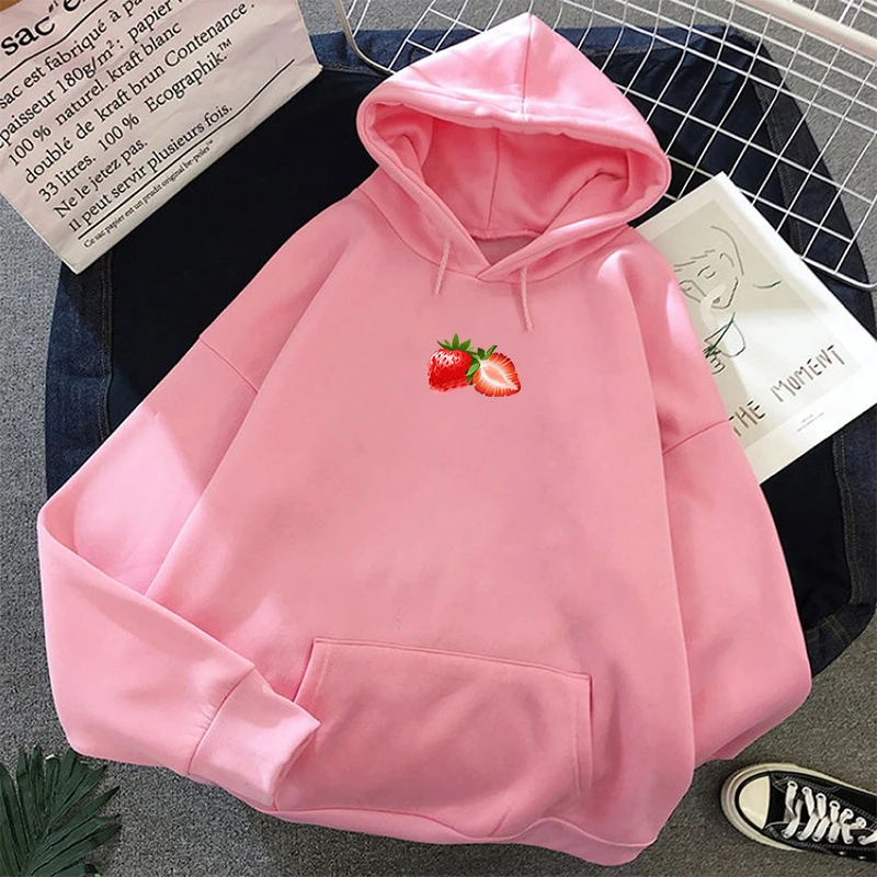 Милые толстовки в стиле Харадзюку свитшот с клубничкой Женская Корейская