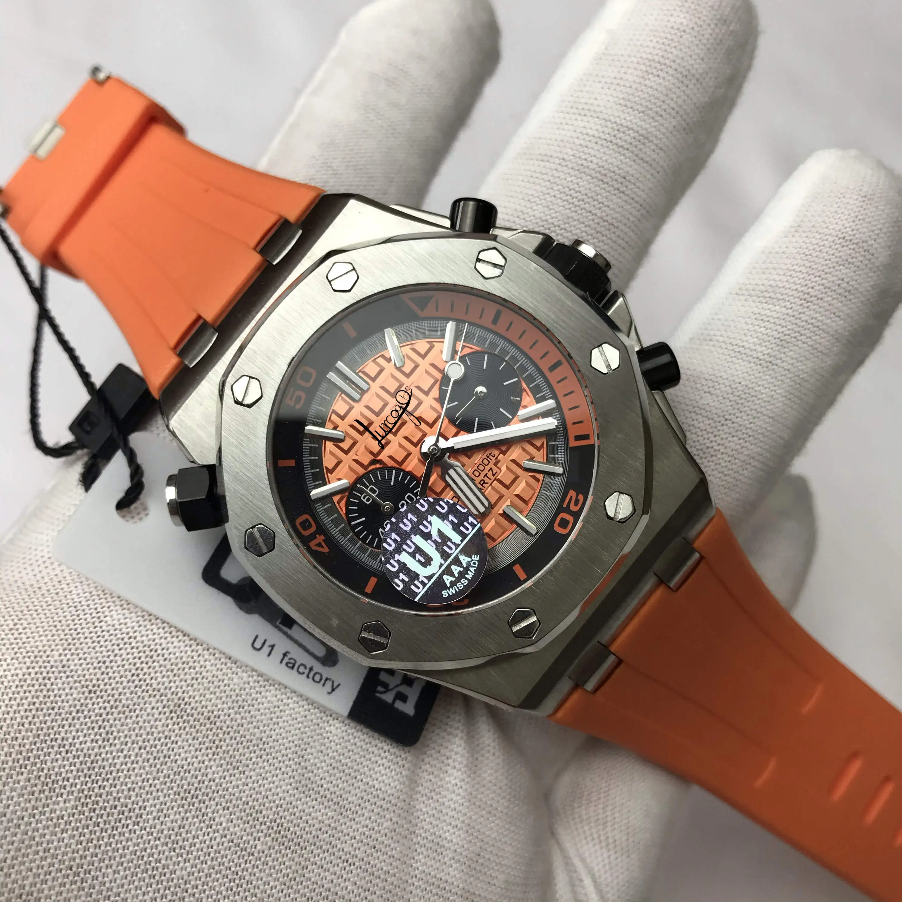 

Red Royal Watch men Oak 26400 sterile dial Stainless steel case quartz with chronograph function wristwatches AAA