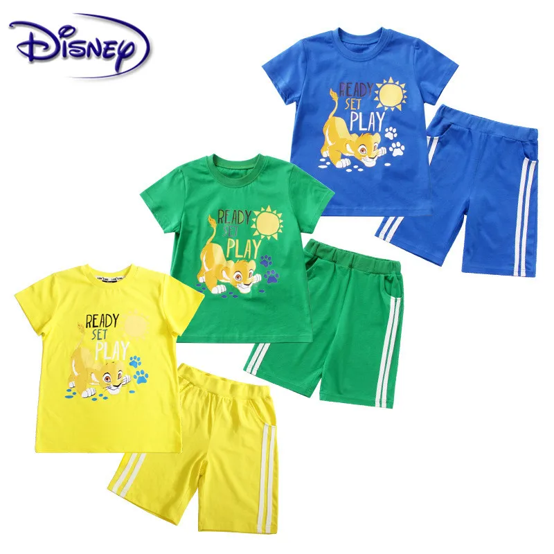 Disney Lion Королевский набор, летний детский комплект с короткими рукавами, повседневная детская одежда из двух предметов