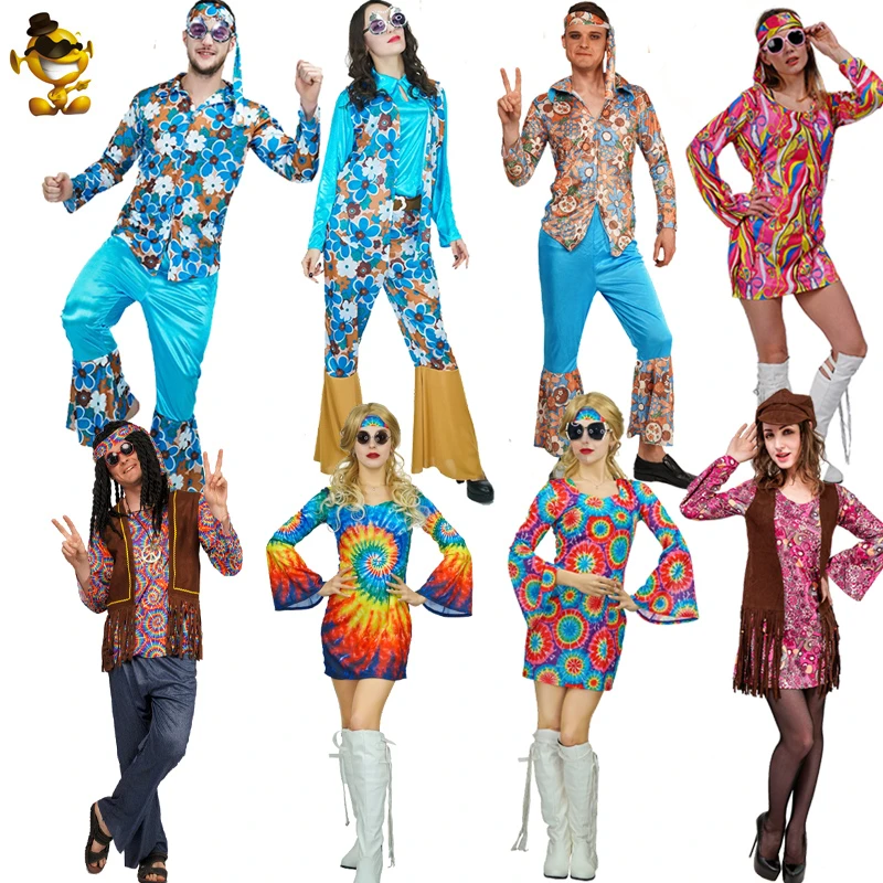 longontsteking Vulkaan aanplakbiljet Halloween Adult Couple 60's 70's Hippie Costumes Role Play Flower Hippy  Cosplay Women and Men Disco Costume for Purim Party| | - AliExpress