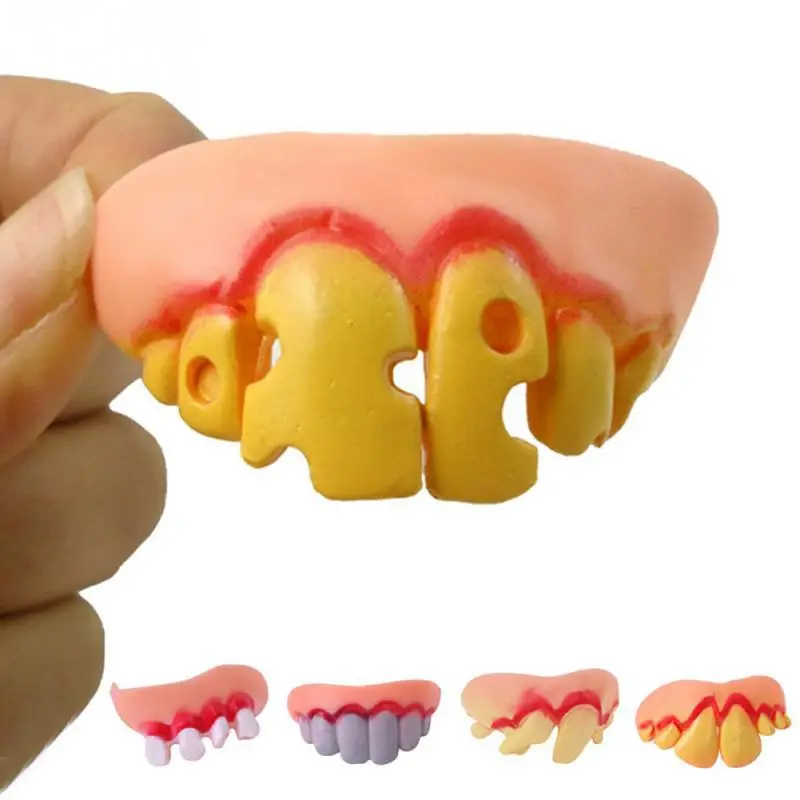 

Halloween Realistic Scary DIY Decorative Toys Vampire Teeth Soft Rubber Clothing Props Teeth Dentures Holiday Party 1pc