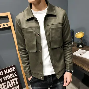 

Men's jacket 2020 spring and summer new solid color suede slim casual jacket jacket young personality fashion trend men's