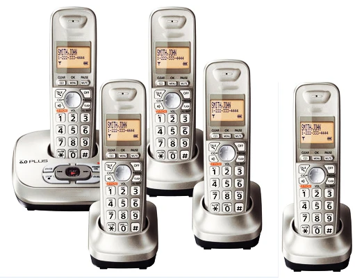 Стационарный беспроводной телефон с ответной машиной Handfree, голосовая почта с подсветкой, ЖК-цифровой беспроводной телефон для офиса, дома, бизнеса - Цвет: 5 fones