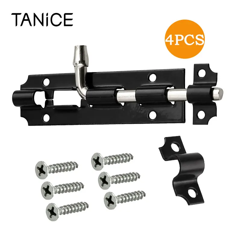 TANiCE 4 Pcs Tower Bolt Lacth Lock Kit 100 mm 200 for Garden Gate Shed Sliding Door Chests and Cabinets Latch Catch | Обустройство