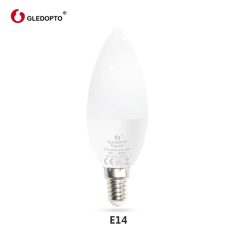 G светодиодный OPTO прочный E12/E14 Zigbee RGB+ CCT светодиодный 4 Вт светильник-свеча декоративная лампа с регулируемой яркостью совместима с Amazon Echo Plus AC
