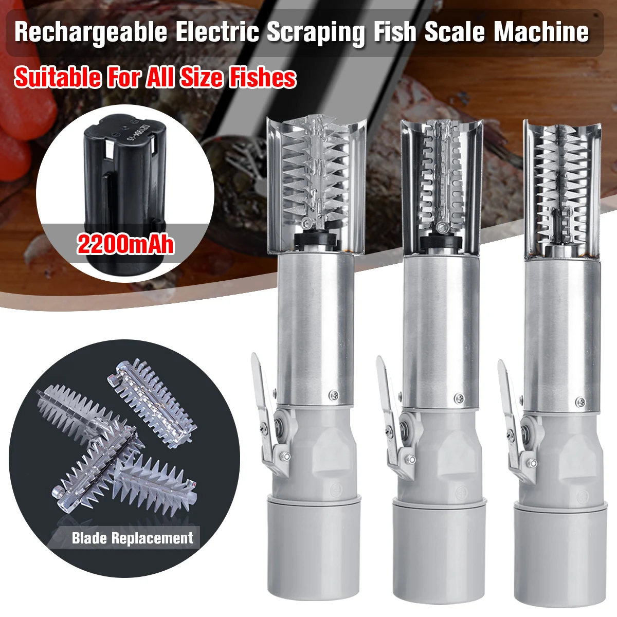 2200mah Useful Electric Fish Scaler Fishing Scalers Clean Fish Remover