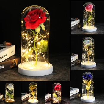 

Drop shipping Galaxy Rose Artificial Flowers 24K Foil Plated Gold Rose Flowers Wedding Decor Creative Valentine's Day Gift 33
