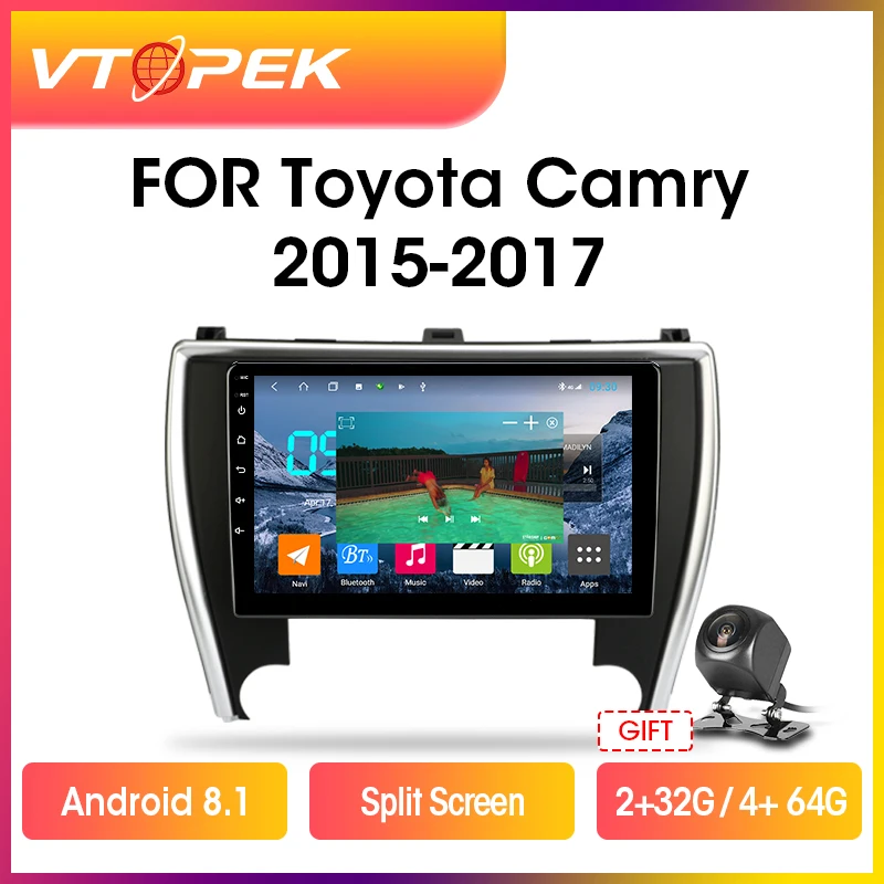 Vtopek 2din Android Car Radio For Toyota Camry US Version V55 2015-2017 Auto Multimedia Players Navigation GPS Head Unit 2 din