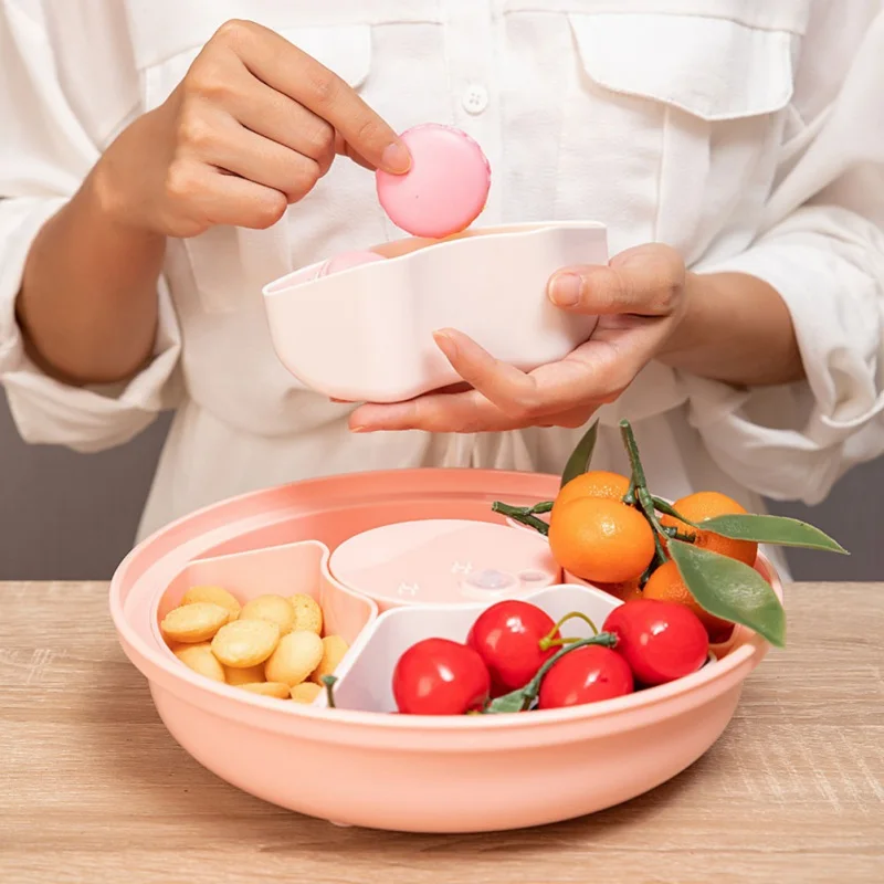 

Vacuum Food Storage Containers With Automotive Pump Built-In And Lid, Multiple Separate Snack Plates For Candy Nuts,Fruits