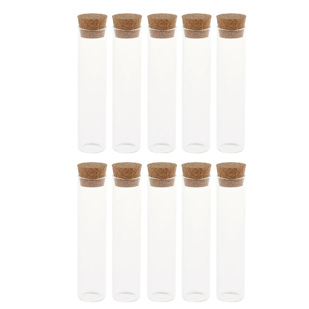 Borosilicate Glass Flat Test Spice Tubes, Pack of 10 Pieces; Clear view, helps with quick identification